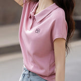 Flower Embroidery Women's T-shirt