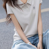 Flower Embroidery Women's T-shirt