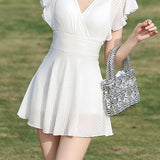 Elegant Backless Waist-Cinching Swimsuit