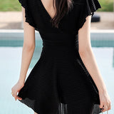 Elegant Backless Waist-Cinching Swimsuit