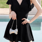 Elegant Backless Waist-Cinching Swimsuit