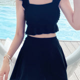 Two-Piece Skirted Boxers Swimsuit