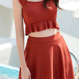 Two-Piece Skirted Boxers Swimsuit