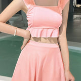 Two-Piece Skirted Boxers Swimsuit