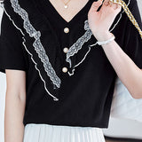 Elegant Lace Patchwork Knit Sweater