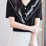 Elegant Lace Patchwork Knit Sweater