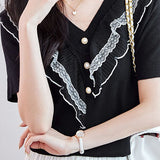 Elegant Lace Patchwork Knit Sweater