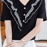 Elegant Lace Patchwork Knit Sweater