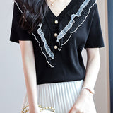 Elegant Lace Patchwork Knit Sweater