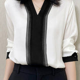 Elegant Color-blocking Polo Shirt