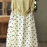 Casual Polka Dot Midi Skirt