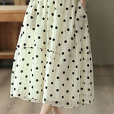 Casual Polka Dot Midi Skirt