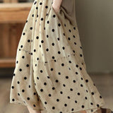 Casual Polka Dot Midi Skirt