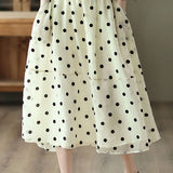 Casual Polka Dot Midi Skirt