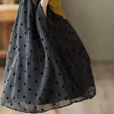 Casual Polka Dot Midi Skirt