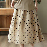 Casual Polka Dot Midi Skirt