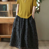 Casual Polka Dot Midi Skirt