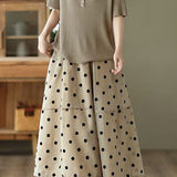 Casual Polka Dot Midi Skirt