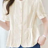 French Round Neck Short Sleeve Shirt