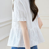 French Round Neck Short Sleeve Shirt