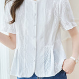 French Round Neck Short Sleeve Shirt