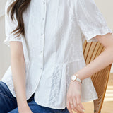 French Round Neck Short Sleeve Shirt