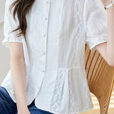 French Round Neck Short Sleeve Shirt