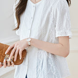 French Round Neck Short Sleeve Shirt