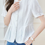French Round Neck Short Sleeve Shirt