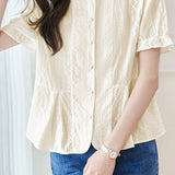 French Round Neck Short Sleeve Shirt