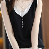 Faux Two-piece Knitted Vest