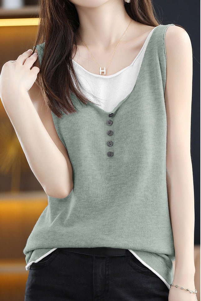 Faux Two-piece Knitted Vest