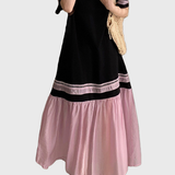 Pleated Color-Block Spliced Dress
