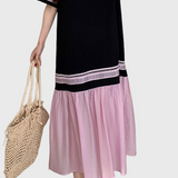 Pleated Color-Block Spliced Dress