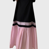 Pleated Color-Block Spliced Dress