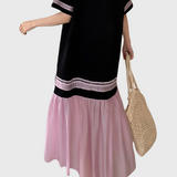 Pleated Color-Block Spliced Dress