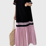 Pleated Color-Block Spliced Dress
