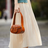 Elegant Draped Fabric Midi Skirt