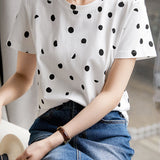 Polka Dot Casual Round Neck T-Shirt