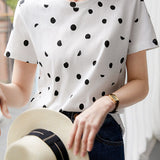 Polka Dot Casual Round Neck T-Shirt