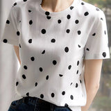 Polka Dot Casual Round Neck T-Shirt