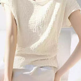 Casual Minimalist Textured Round Neck T-Shirt