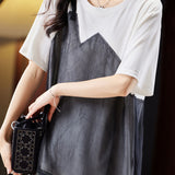 Spaghetti Strap Mesh Panel Faux Two-Piece T-Shirt