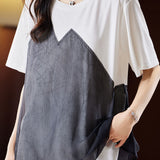 Spaghetti Strap Mesh Panel Faux Two-Piece T-Shirt