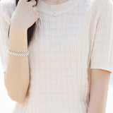 Casual Solid Color Textured Knit Short Sleeve