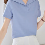 Elegant Solid Color Short Sleeve