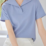 Elegant Solid Color Short Sleeve