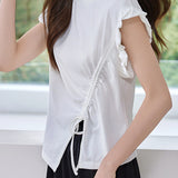 Irregular Pleated Split Short Sleeve