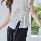 Irregular Pleated Split Short Sleeve