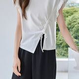 Irregular Pleated Split Short Sleeve